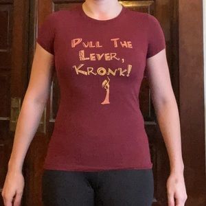 Emperor’s New Groove Pull The Lever Kronk T-Shirt in Maroon